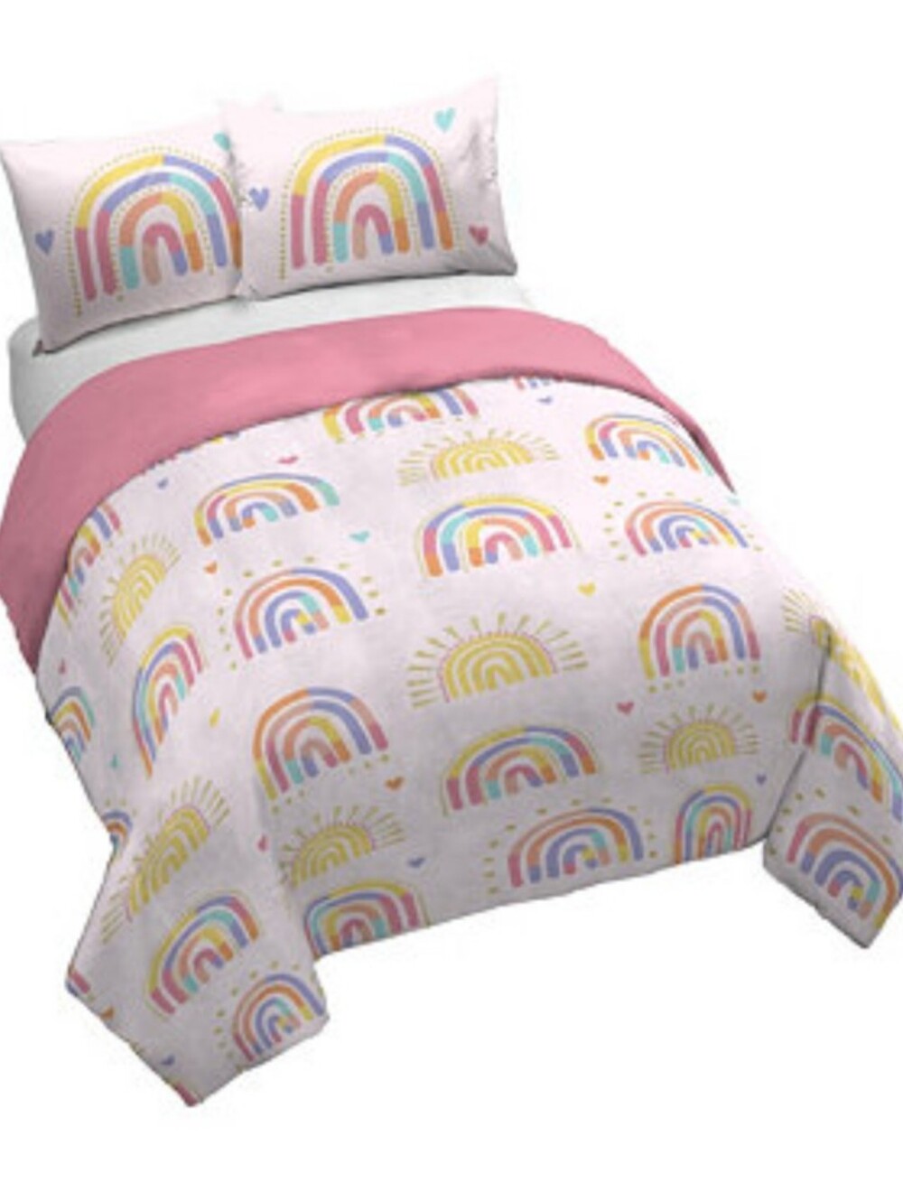 Saturday Park Doodle Rainbow Queen Bed Set - 7 Piece 100% Organic Cotton Bedding